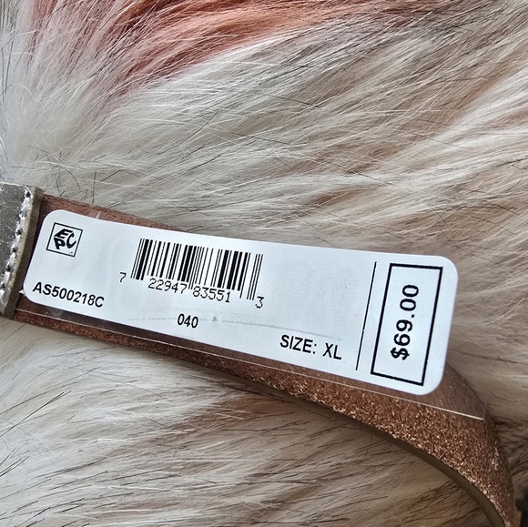 ALLSAINTS New Luna Metallic Leather Silver Western Skinny Womens Belt SZ XL main image 9